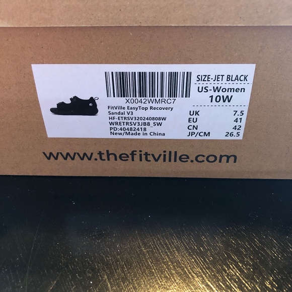 FitVille Womens Size 10W Wide or Mens 8W V3 EasyTop Recovery Sandal Arch Support - Picture 3 of 9